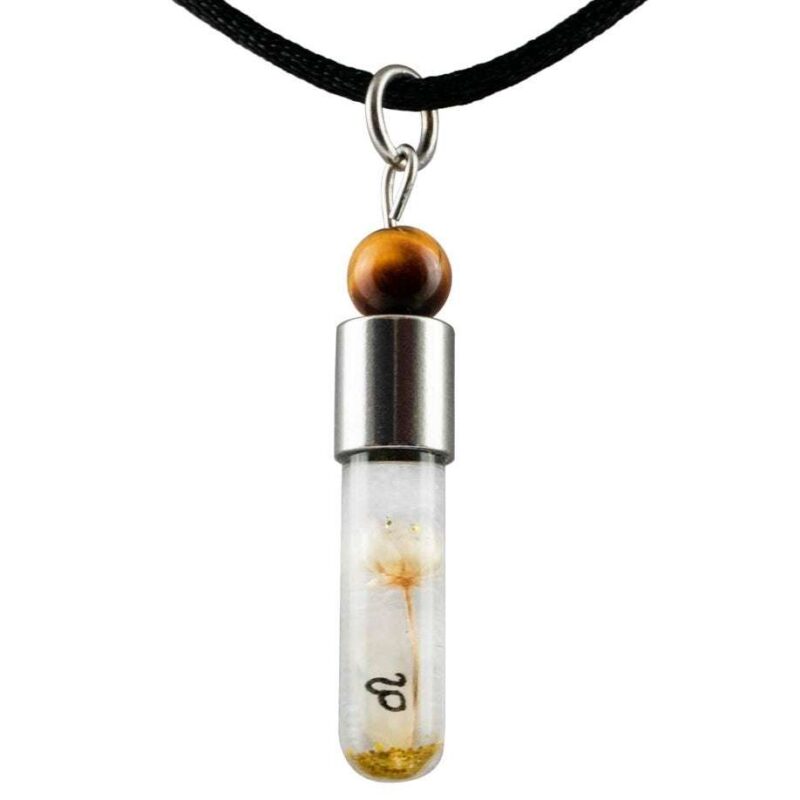 Sternzeichen Löwe, 23. Juli - 23. August, Halskette mit Glückstein Tigerauge und Sternzeichensymbol