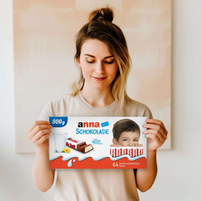Bild von   mega kinder schokolade mit namjpg | Individuelle 🎁 persönliche 🎁 personalisierte Geschenke bedruckt ▪ bestickt ▪ graviert