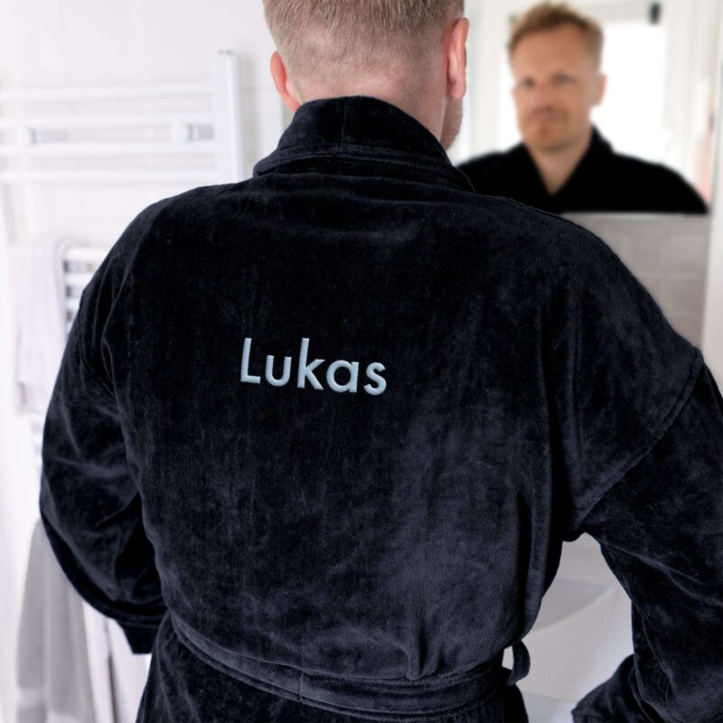 Bademantel mit Namen - Herren - Schwarz (L/XL)