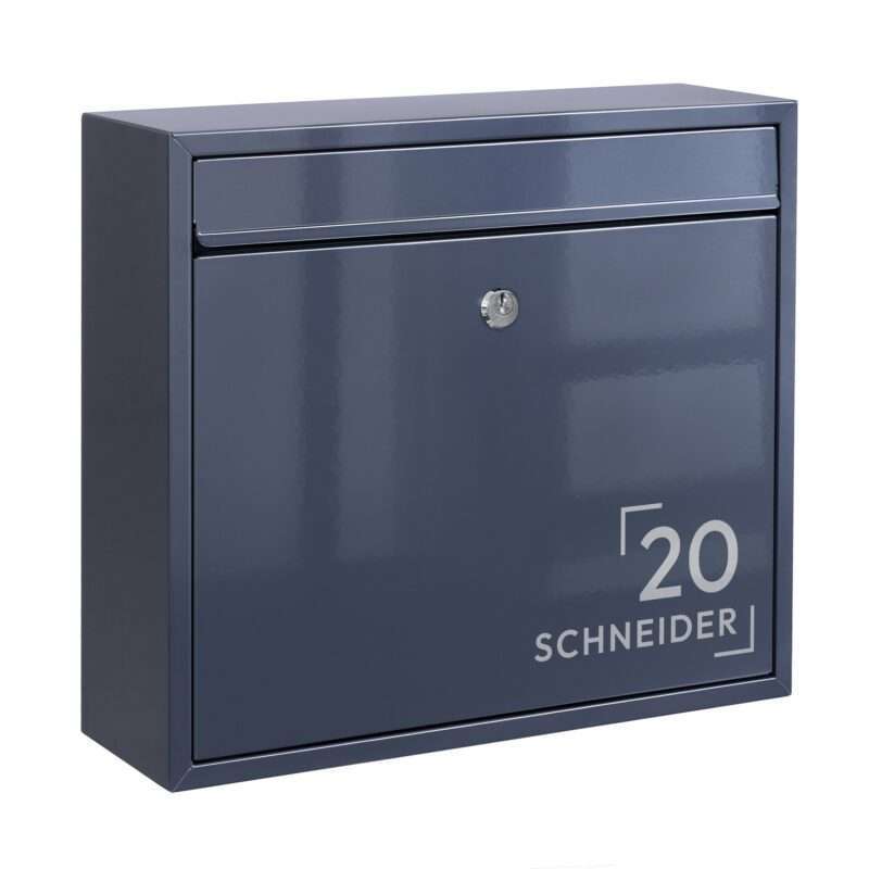 Briefkasten mit eigenem Text Nummer mit Namen und Klammer