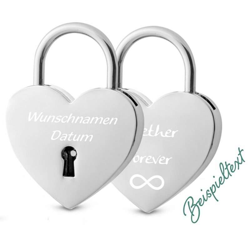 Bild von   liebesschloss herz silberfarbejpg | Individuelle 🎁 persönliche 🎁 personalisierte Geschenke bedruckt ▪ bestickt ▪ graviert