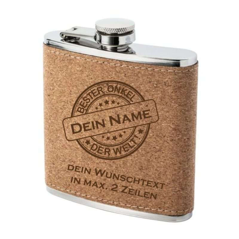 Bild von   flachmann kork mit gravur bestjpg | Individuelle 🎁 persönliche 🎁 personalisierte Geschenke bedruckt ▪ bestickt ▪ graviert