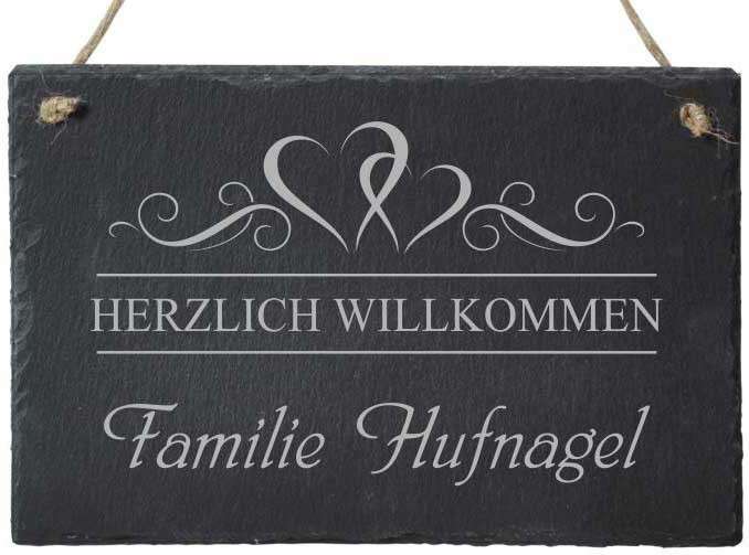 Bild von   haustuerschild schiefer mit dejpg | Individuelle 🎁 persönliche 🎁 personalisierte Geschenke bedruckt ▪ bestickt ▪ graviert