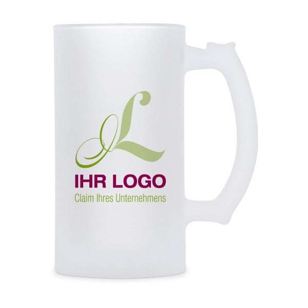 Glasbierkrug - Bierkrug mit individuellem Druck (Druckfläche 70x70 mm)