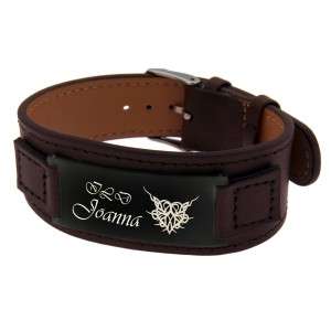 Bild von   lederarmband braun mit einer sjpg | Individuelle 🎁 persönliche 🎁 personalisierte Geschenke bedruckt ▪ bestickt ▪ graviert