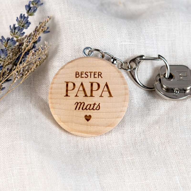 Schlüsselanhänger Buchenholz mit Gravur für Papa