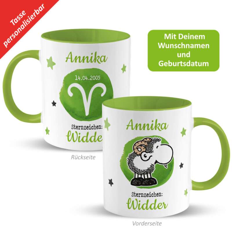 Bild von   tasse mit sternzeichen widdejpg | Individuelle 🎁 persönliche 🎁 personalisierte Geschenke bedruckt ▪ bestickt ▪ graviert