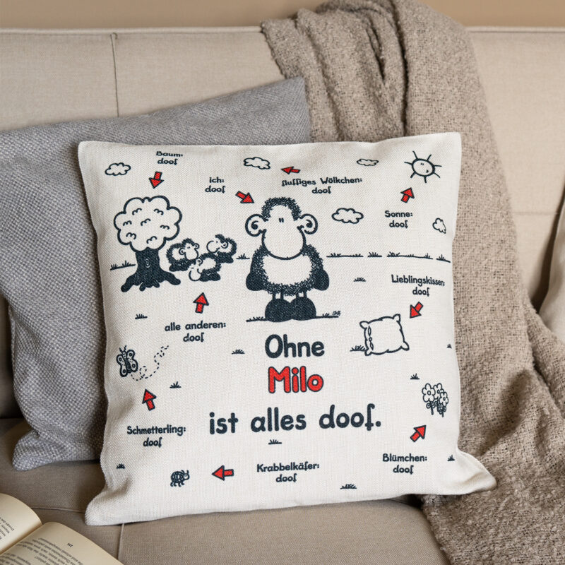 Kissen »Ohne ... ist alles doof.« mit Wunschnamen, Canvas-Optik, personalisiert