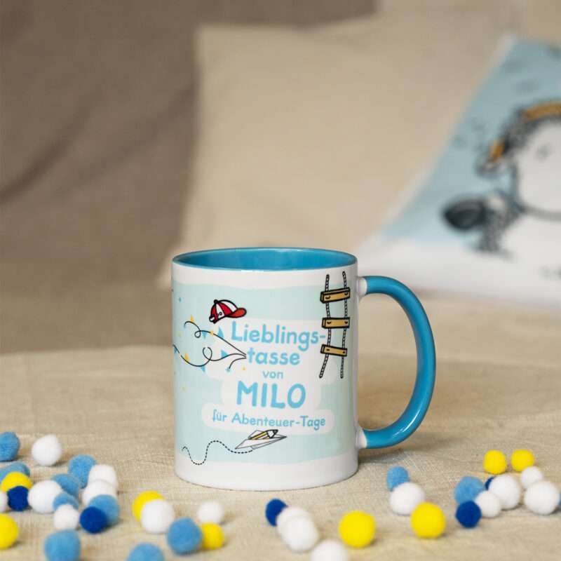 Tasse für Jungs »Lieblingstasse von...« mit Wunschnamen, blau, personalisiert
