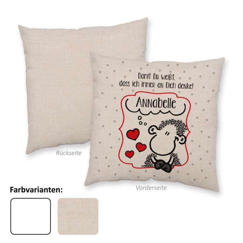 Kissen für Verliebte »Damit Du weißt, dass ich immer an Dich denke!« mit Wunschnamen, Canvas-Optik, personalisiert