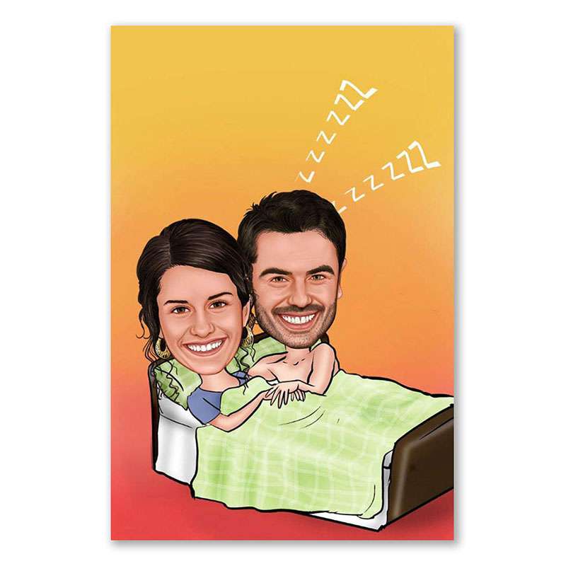 Bild von   karikatur vom foto bettgeschjpg | Individuelle 🎁 persönliche 🎁 personalisierte Geschenke bedruckt ▪ bestickt ▪ graviert