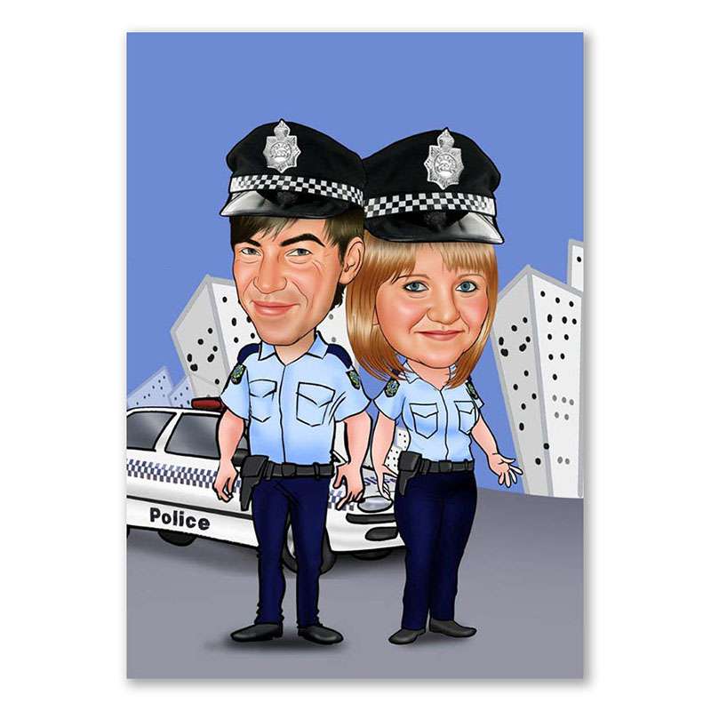 Bild von   karikatur vom foto police ofjpg | Individuelle 🎁 persönliche 🎁 personalisierte Geschenke bedruckt ▪ bestickt ▪ graviert