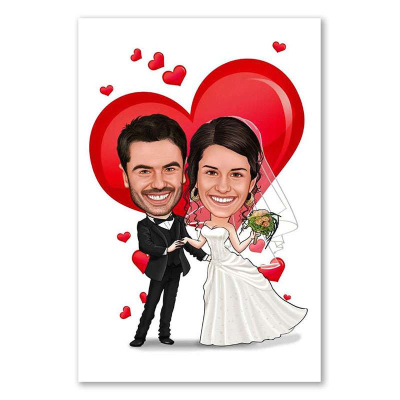 Bild von   karikatur vom foto hochzeitjpg | Individuelle 🎁 persönliche 🎁 personalisierte Geschenke bedruckt ▪ bestickt ▪ graviert