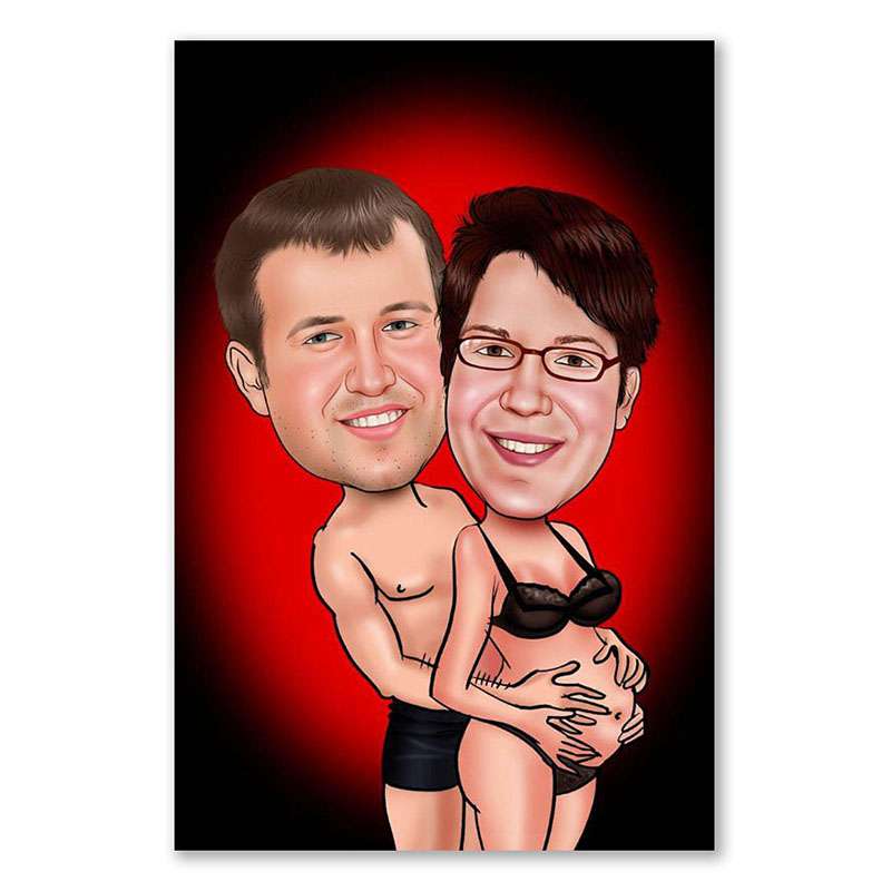 Bild von   karikatur vom foto schwangerjpg | Individuelle 🎁 persönliche 🎁 personalisierte Geschenke bedruckt ▪ bestickt ▪ graviert