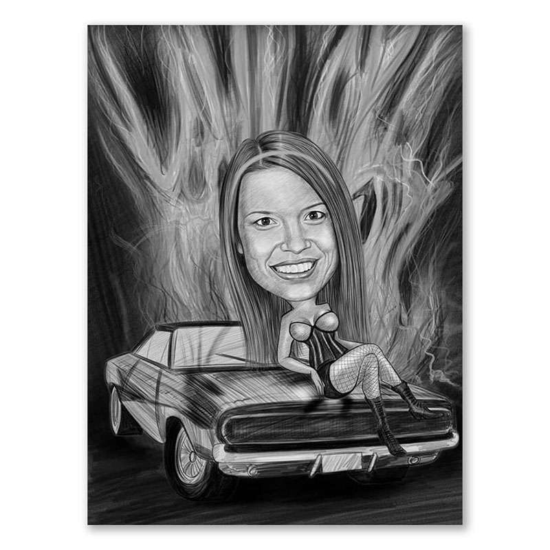 Karikatur vom Foto - Heisser Frau Zeichnung (ca491woman-pen)