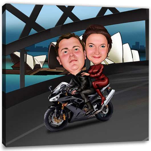 Bild von   karikatur vom foto motorradjpg | Individuelle 🎁 persönliche 🎁 personalisierte Geschenke bedruckt ▪ bestickt ▪ graviert