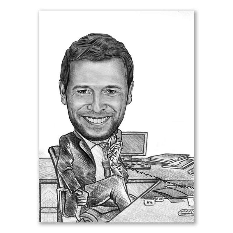 Bild von   karikatur vom foto manager bjpg | Individuelle 🎁 persönliche 🎁 personalisierte Geschenke bedruckt ▪ bestickt ▪ graviert