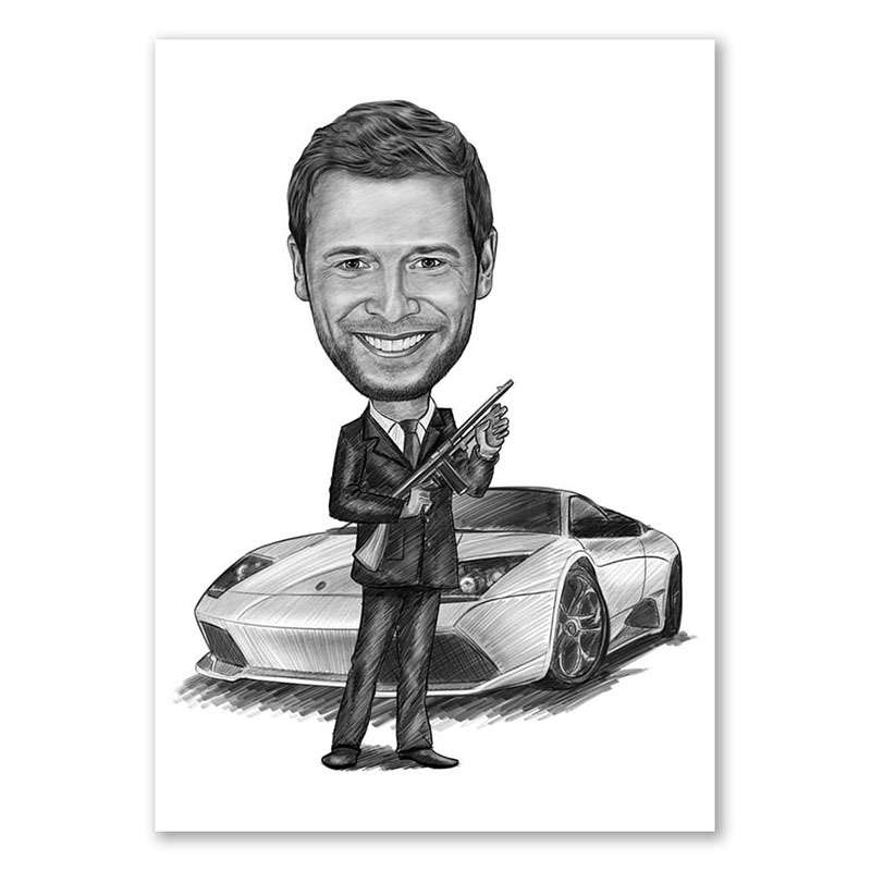 Bild von   karikatur vom foto agent zeijpg | Individuelle 🎁 persönliche 🎁 personalisierte Geschenke bedruckt ▪ bestickt ▪ graviert