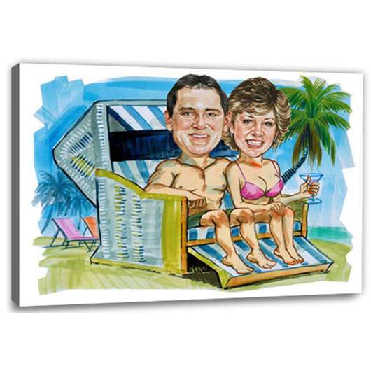 Bild von   karikatur vom foto strandkorjpg | Individuelle 🎁 persönliche 🎁 personalisierte Geschenke bedruckt ▪ bestickt ▪ graviert