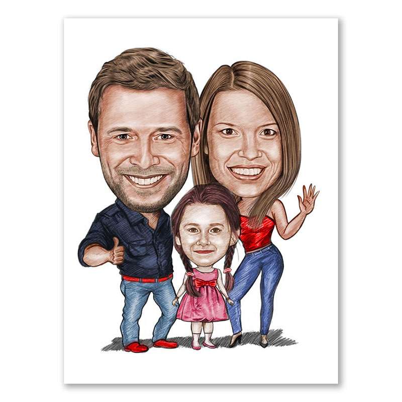 Bild von   karikatur vom foto familie mjpg | Individuelle 🎁 persönliche 🎁 personalisierte Geschenke bedruckt ▪ bestickt ▪ graviert