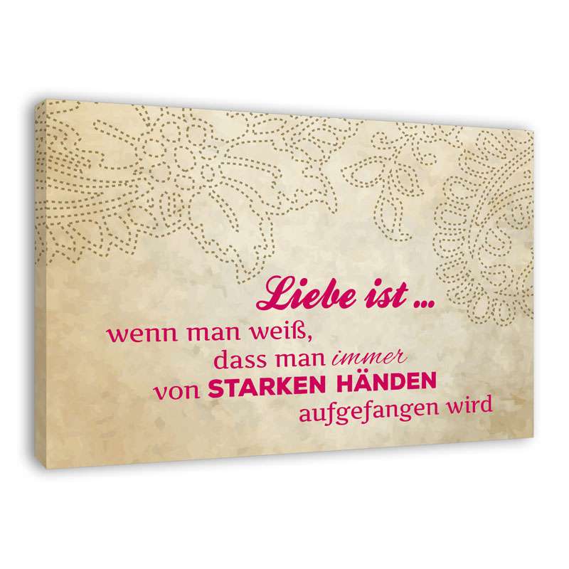 Bild von   spruch auf leinwand liebe isjpg | Individuelle 🎁 persönliche 🎁 personalisierte Geschenke bedruckt ▪ bestickt ▪ graviert