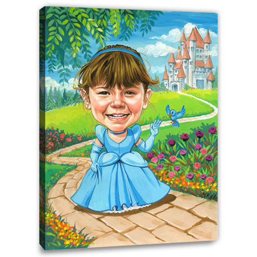 Erstellung Karikatur Prinzessin in blau (cju147), inkl. 1 Person