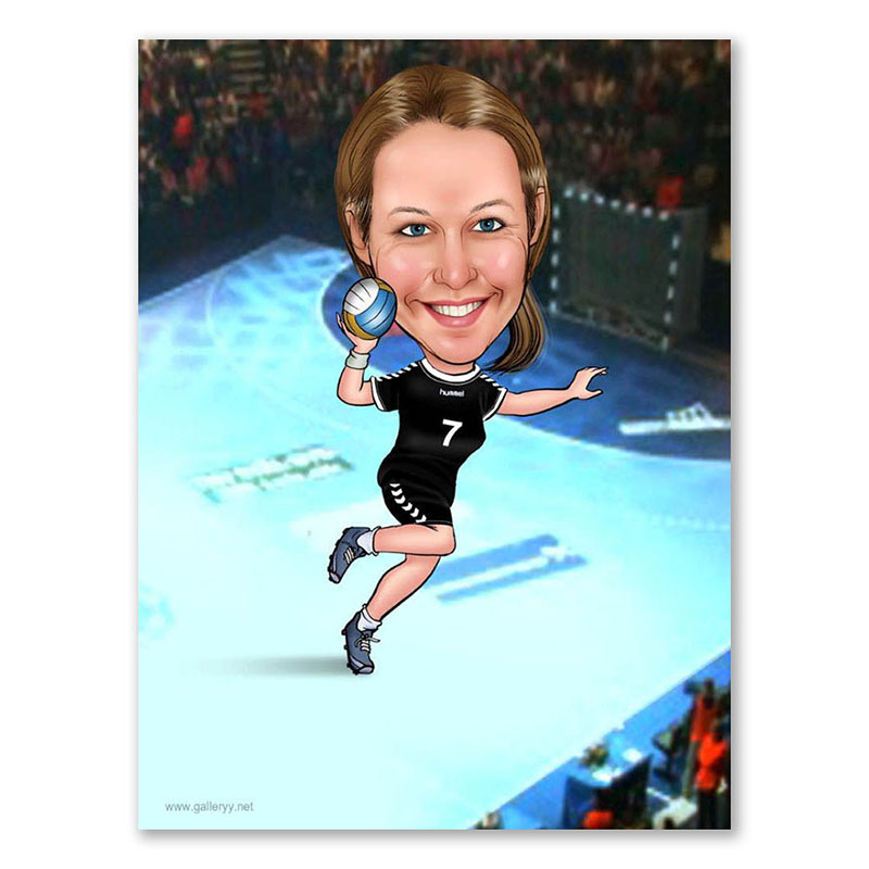 Bild von   erstellung karikatur handballjpg | Individuelle 🎁 persönliche 🎁 personalisierte Geschenke bedruckt ▪ bestickt ▪ graviert