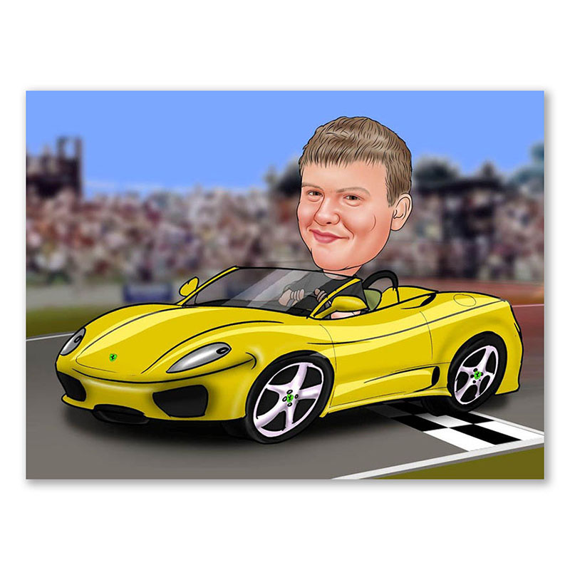 Bild von   erstellung karikatur sportwagejpg | Individuelle 🎁 persönliche 🎁 personalisierte Geschenke bedruckt ▪ bestickt ▪ graviert