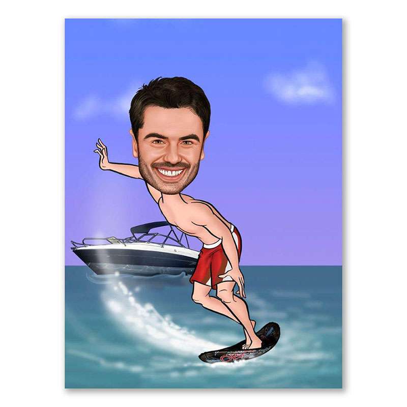 Bild von   erstellung karikatur surfer cjpg | Individuelle 🎁 persönliche 🎁 personalisierte Geschenke bedruckt ▪ bestickt ▪ graviert