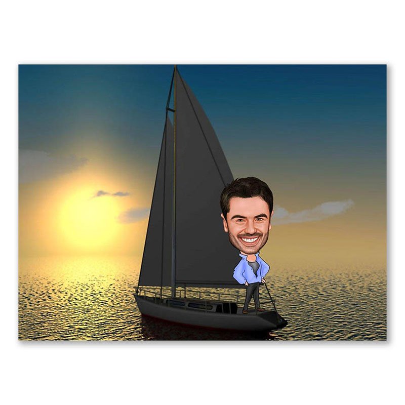 Bild von   erstellung karikatur skipperjpg | Individuelle 🎁 persönliche 🎁 personalisierte Geschenke bedruckt ▪ bestickt ▪ graviert