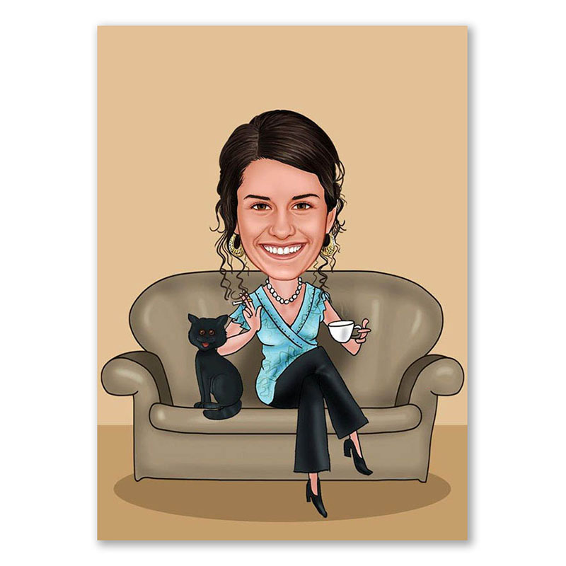 Bild von   erstellung karikatur cat ladyjpg | Individuelle 🎁 persönliche 🎁 personalisierte Geschenke bedruckt ▪ bestickt ▪ graviert