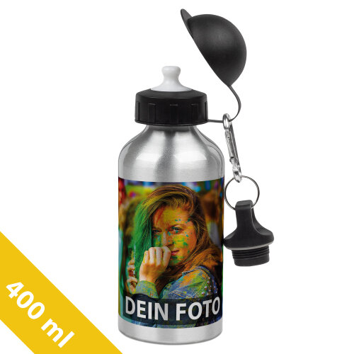 Bild von   aluminium trinkflasche silberjpg | Individuelle 🎁 persönliche 🎁 personalisierte Geschenke bedruckt ▪ bestickt ▪ graviert